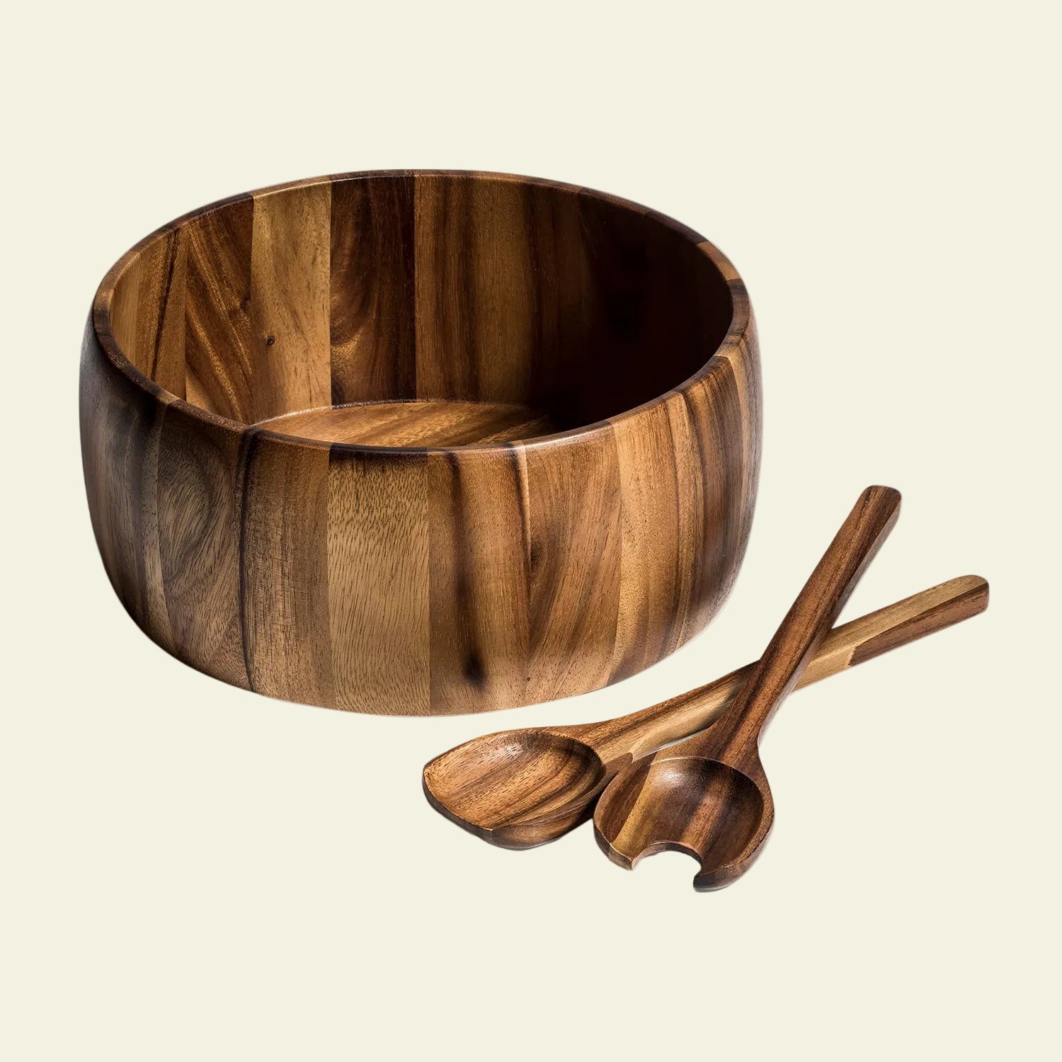 Extra Large Acacia Serving/Salad Bowl with Utensils – 12"