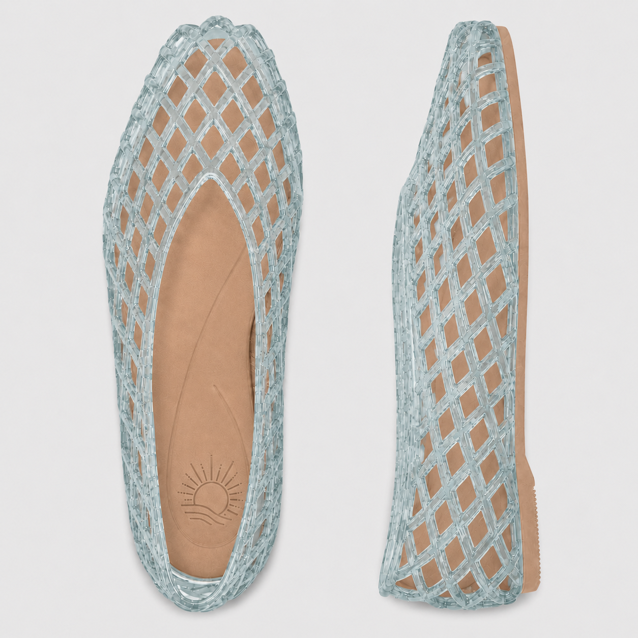 MARINA closed back cage v neck jelly water-friendly flat: TORTOISE / 7