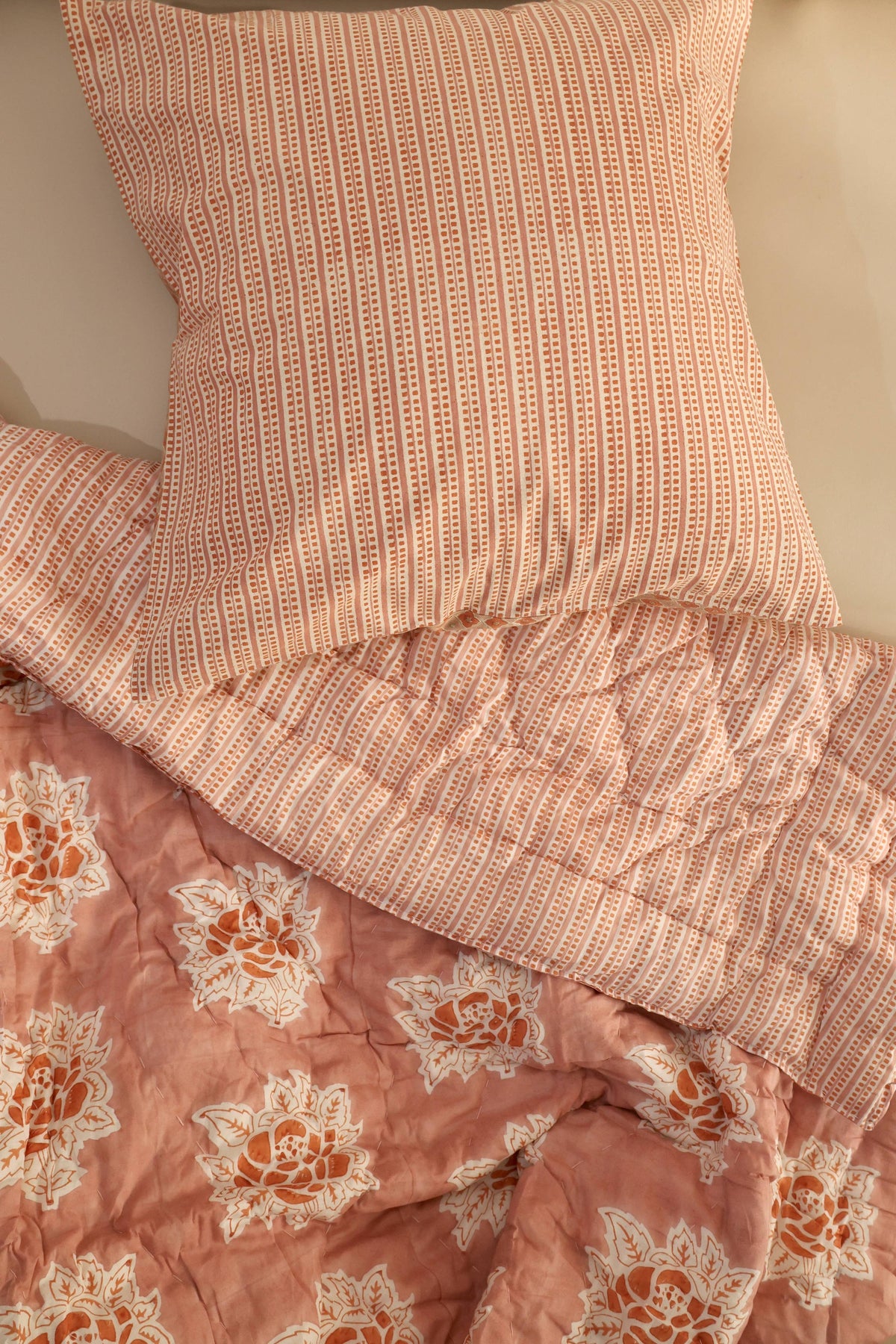 Everything Rose Block-Print Quilt: King