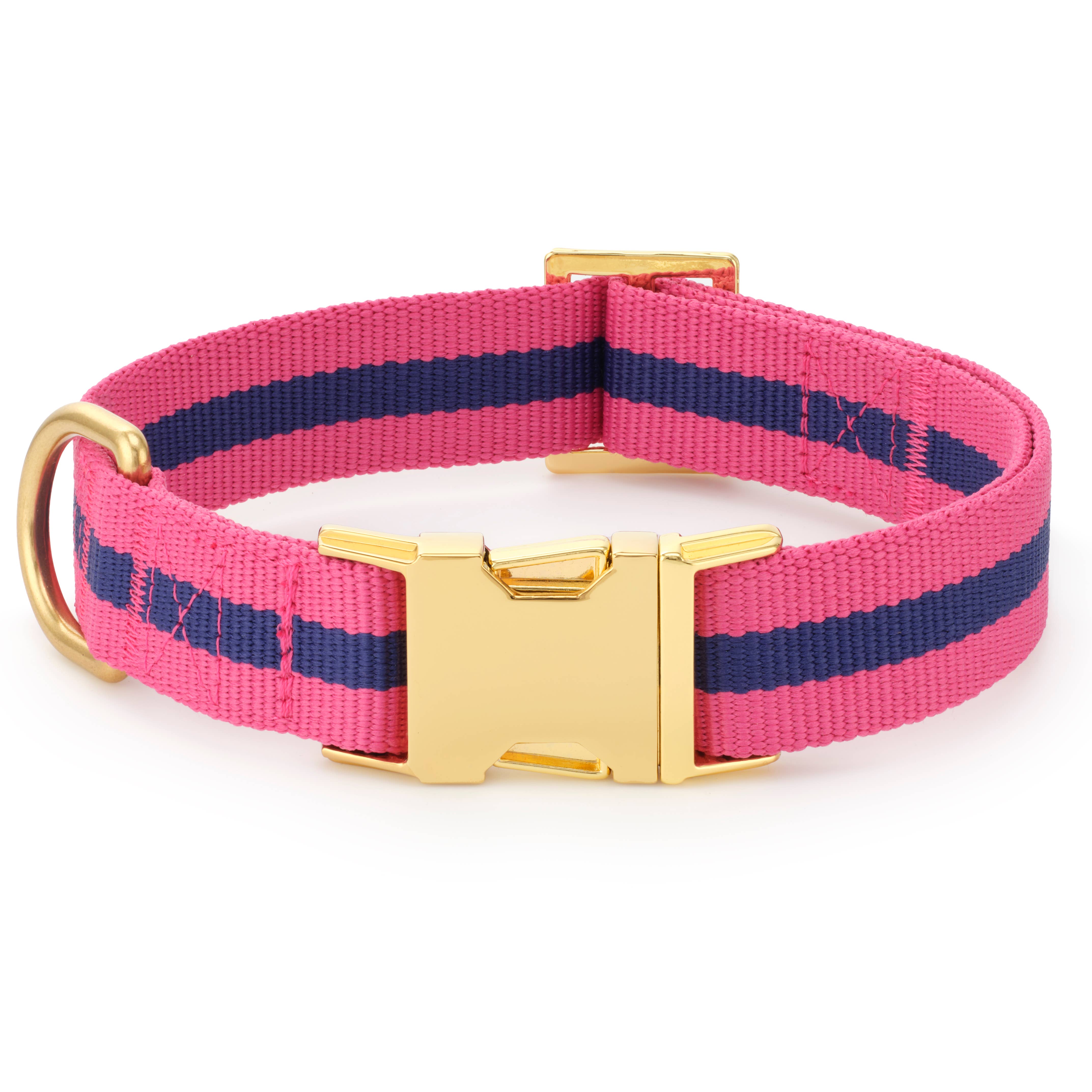Sloane Striped Webbing Dog Collar: L - 18-26”