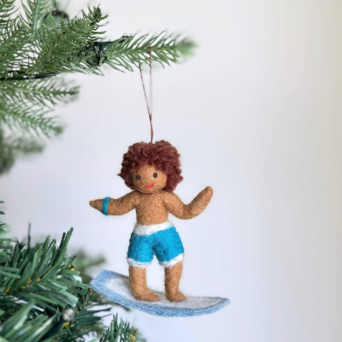 Felt Ornament - Surfer Boy: White