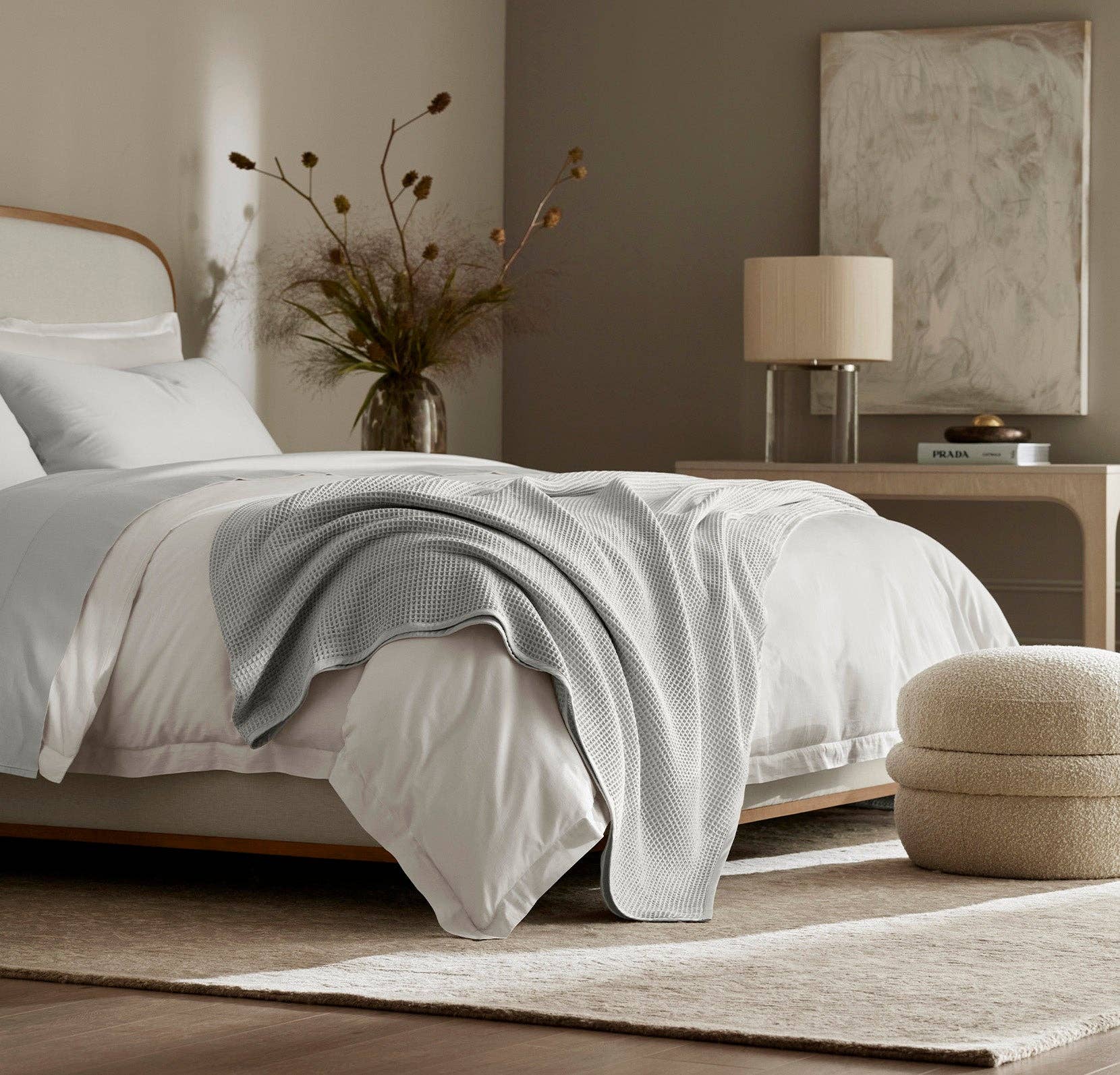 Waffle Bed Blanket: White / King/Cal. King