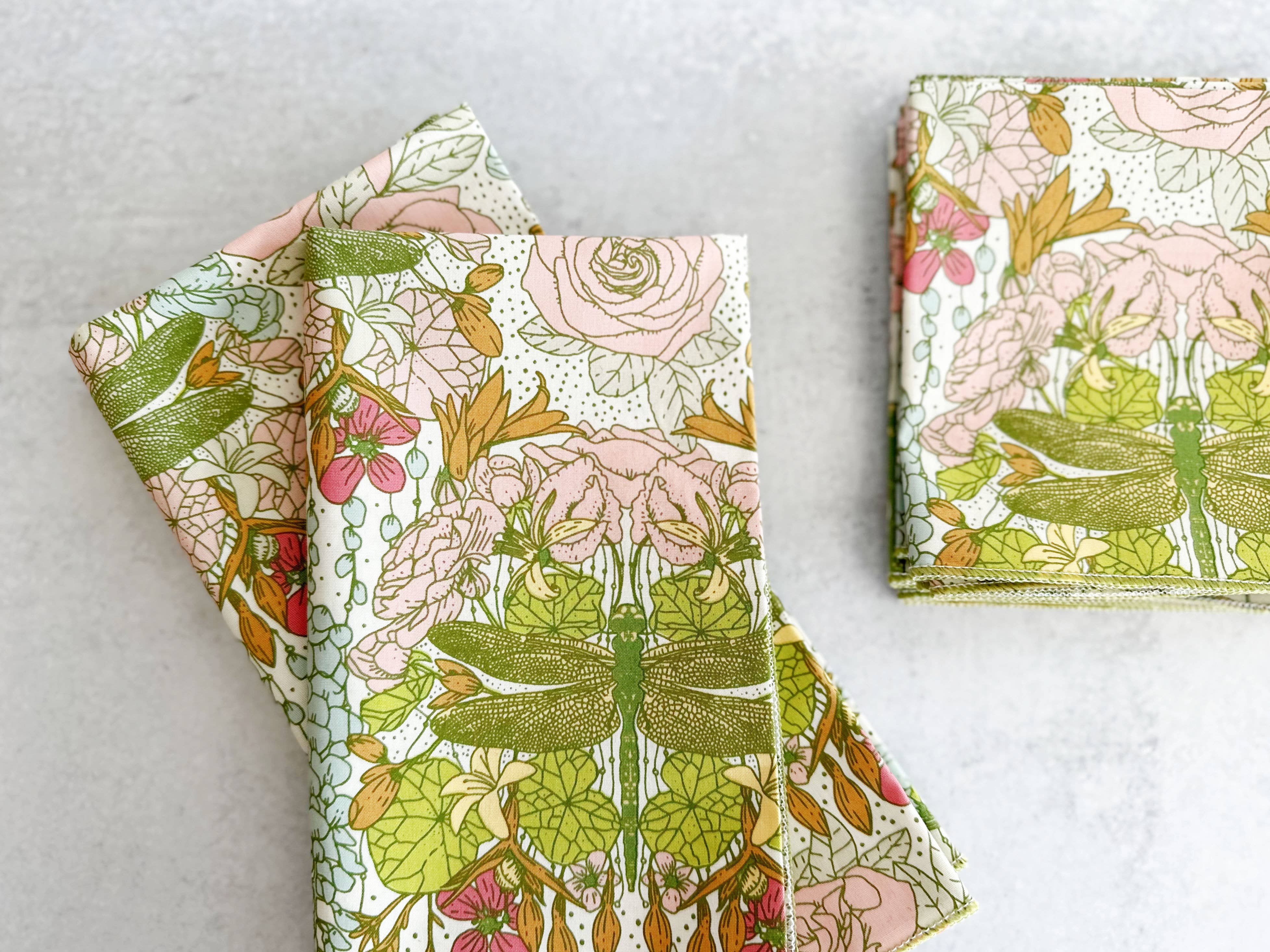 Dragonfly Garden Cloth Napkins, set of four: Cocktail