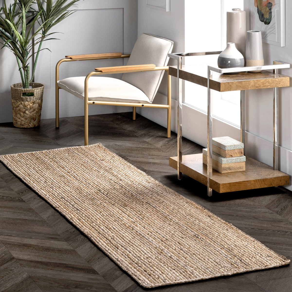 Rigo Hand Woven Farmhouse Jute Area Rug: Natural / Rectangle / 8' X 10'