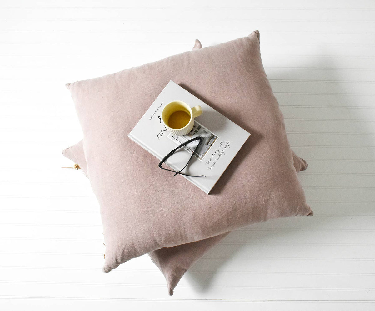 Shadow Rose Washed Linen Pillow: Cover + Down Insert / 20 x 20