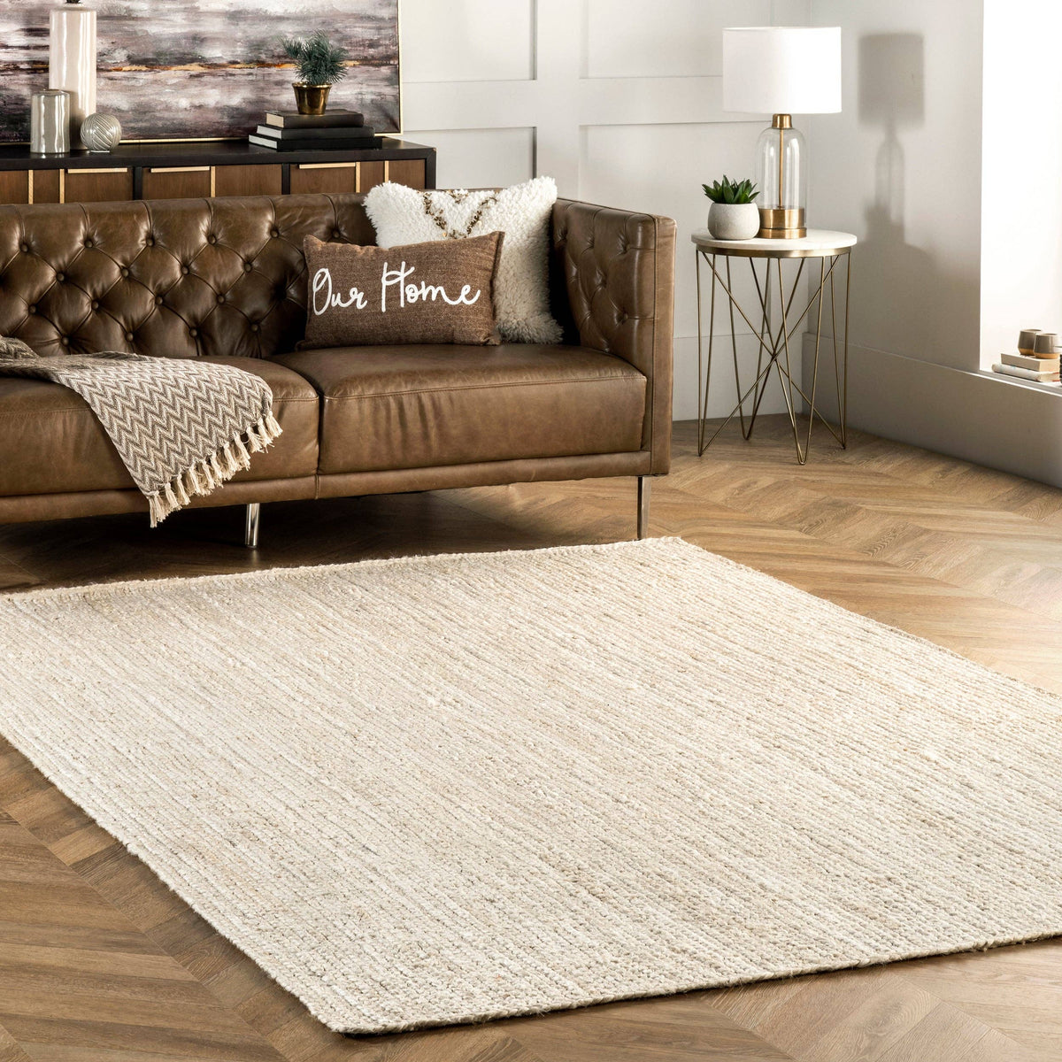 Rigo Hand Woven Farmhouse Jute Area Rug: Natural / Rectangle / 8' X 10'