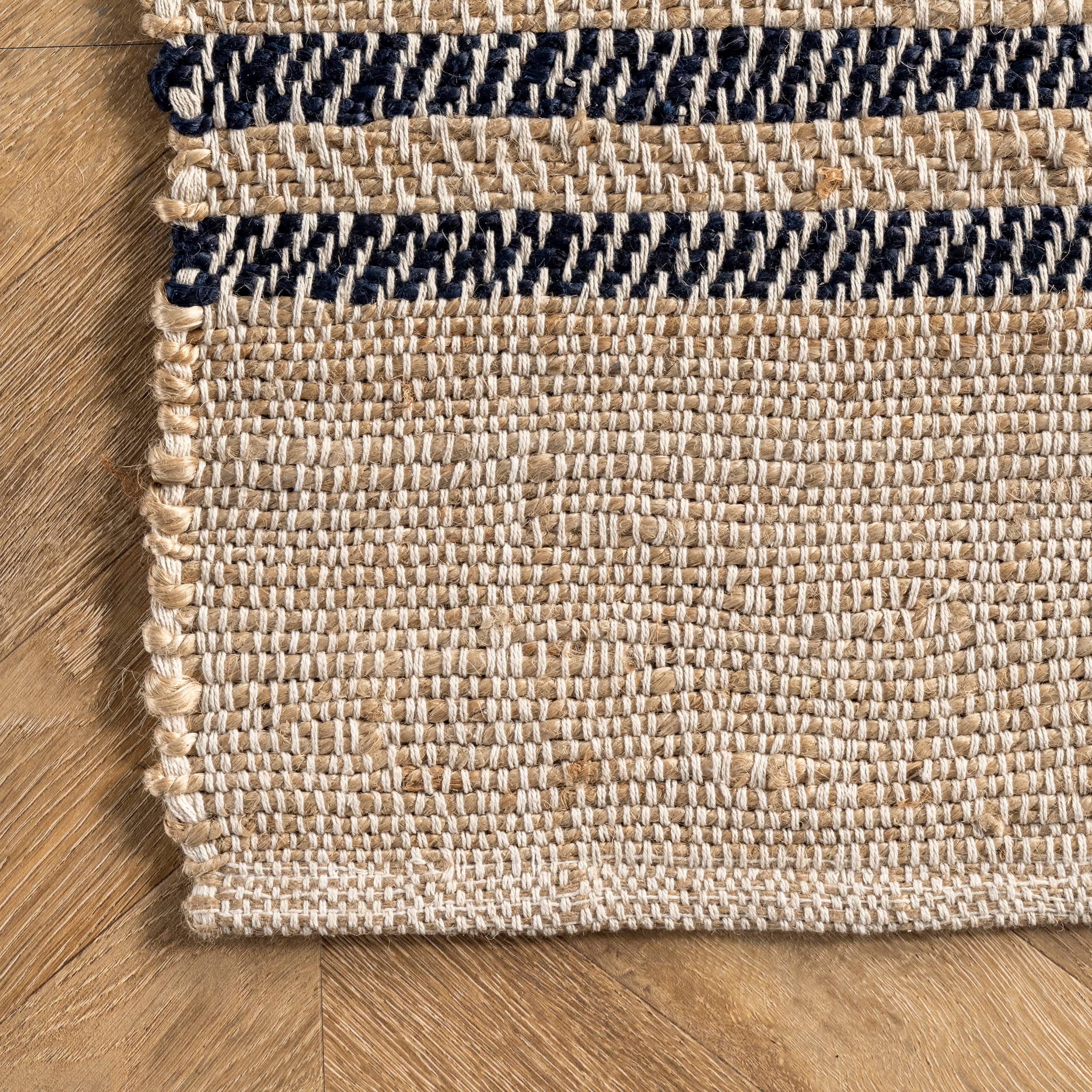 Striped Casual Jute Flatweave Area Rug: Natural / Rectangle / 6' x 9'