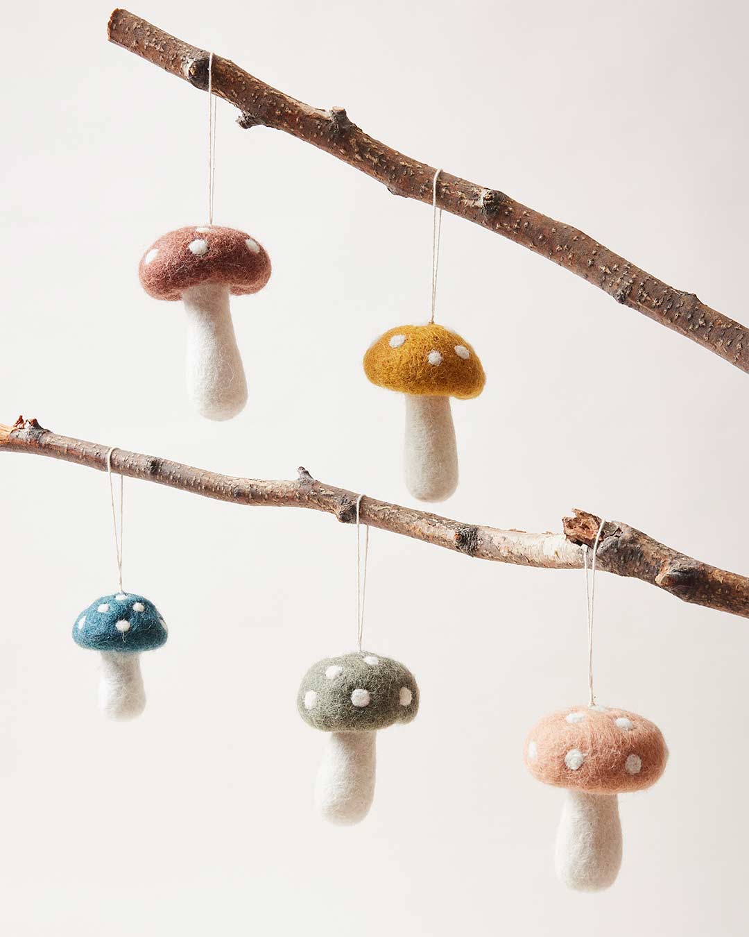 Felted Mushroom Ornament: Brown